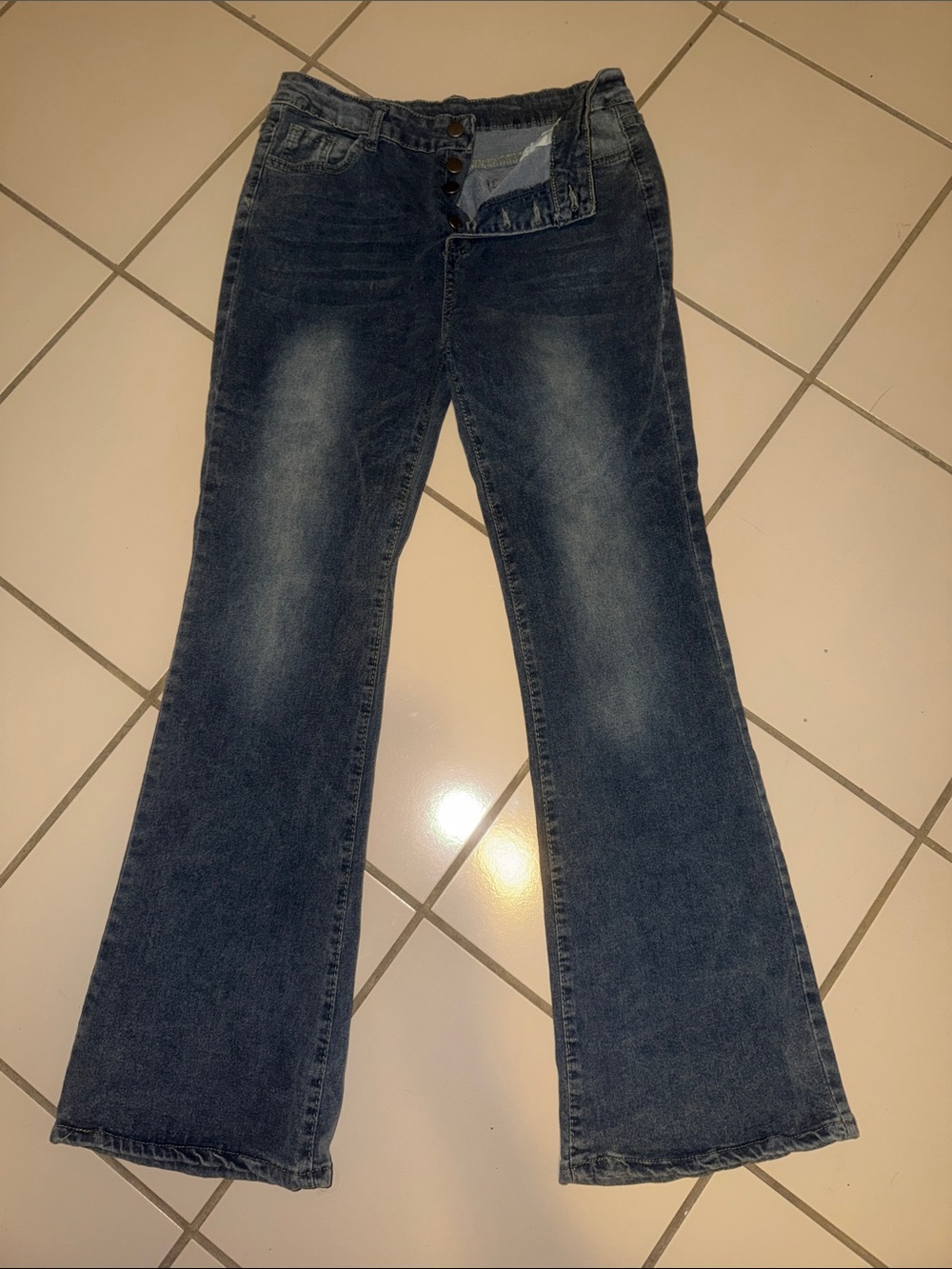 Women's Dark Wash Flare Jeans - Comfortable Stretch Bootcut
